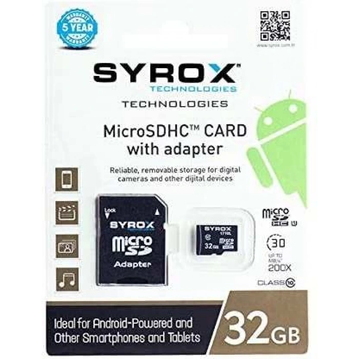 Syrox 32 Gb Micro Sd Card Hafıza Kartı Adaptörlü
