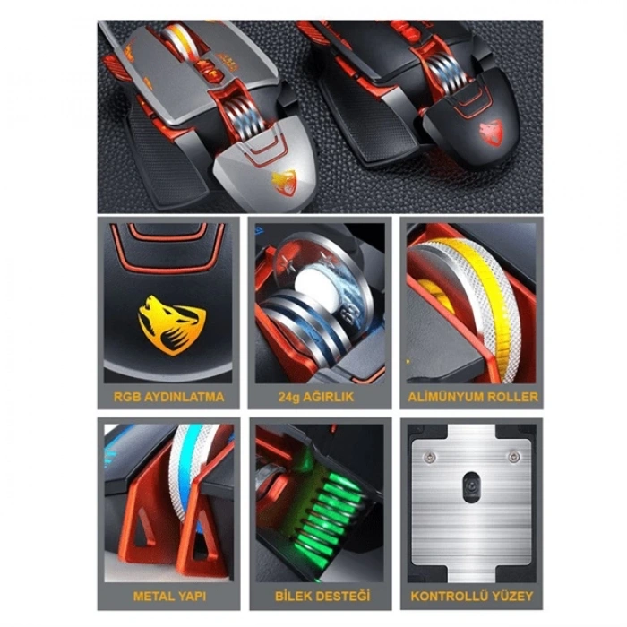 T-Wolf V9 Macro Programing Gaming RGB Kablolu Oyuncu Mouse