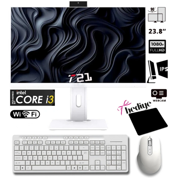 T21 i3-2100 16GB RAM 128GB SSD 24 Pivot Webcam WiFi All in One Bilgisayar