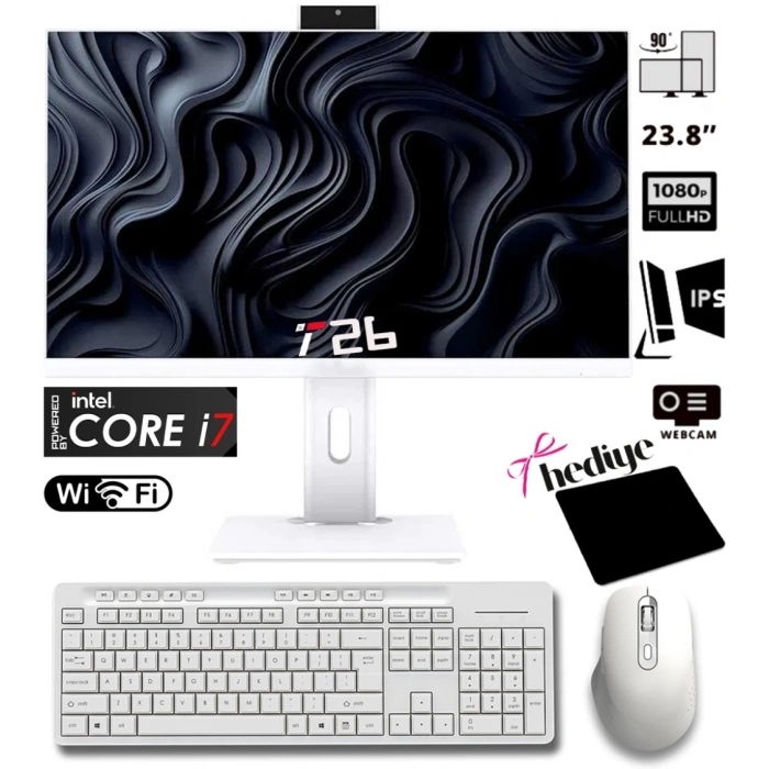 T26 i7-2600 16GB RAM 512GB SSD 8 ÇEKİRDEK 24 Pivot Webcam WiFi All in One Bilgisayar