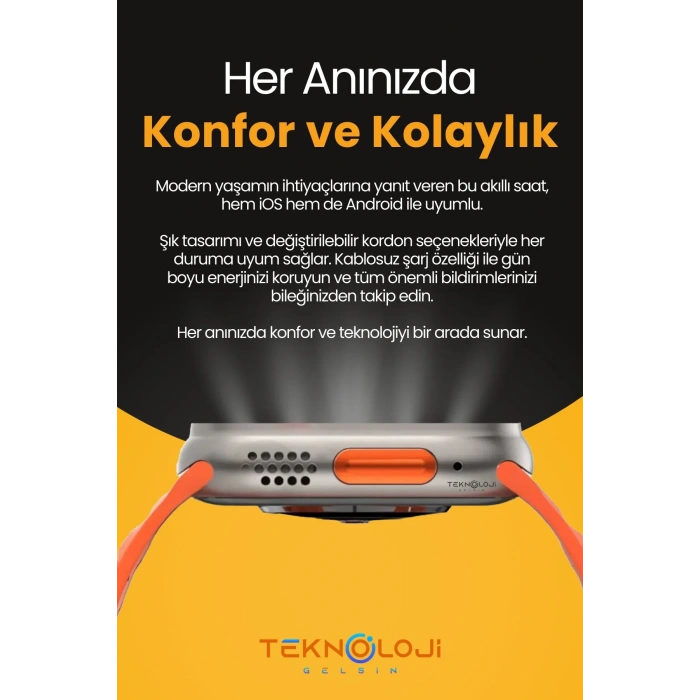 T800 Ultra Watch 8 Ultra Smart Watch Akıllı Saat 45mm 1.99inc 3 Tuş Aktif