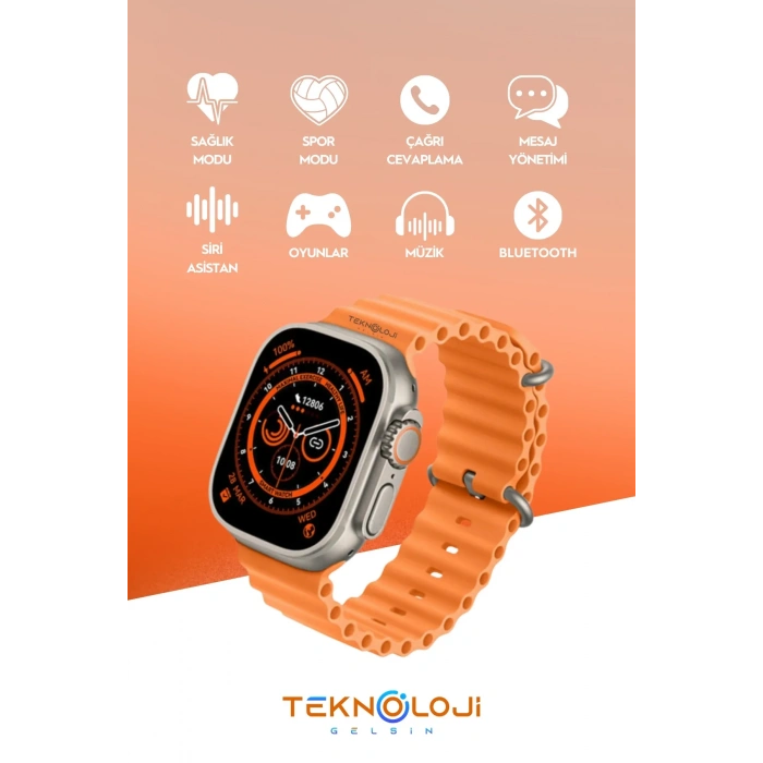 T800 Ultra Watch 8 Ultra Smart Watch Akıllı Saat 45mm 1.99inc 3 Tuş Aktif