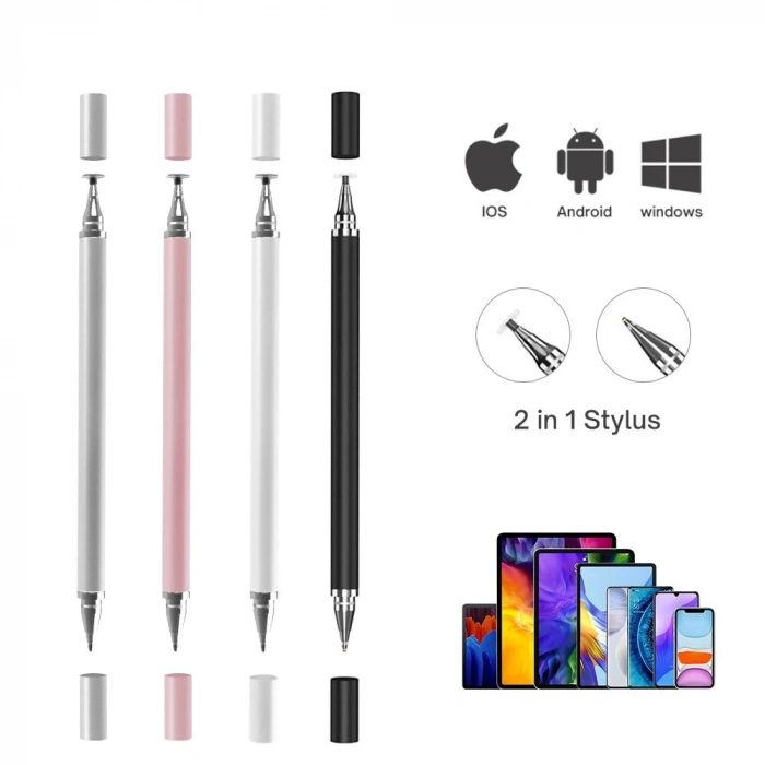 Telefon Tablet iPad 2in1 Disk Uçlu Stylus Pen Dokunmatik Kalem