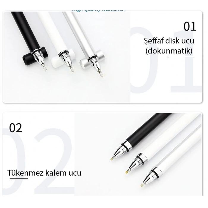 Telefon Tablet iPad 2in1 Disk Uçlu Stylus Pen Dokunmatik Kalem
