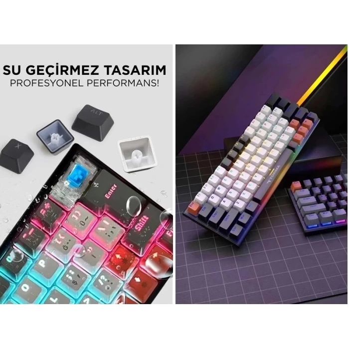 Torima Tk-06 Beyaz Mekanik Blue Switch Rgb Işıklı Kablolu Q Klavye