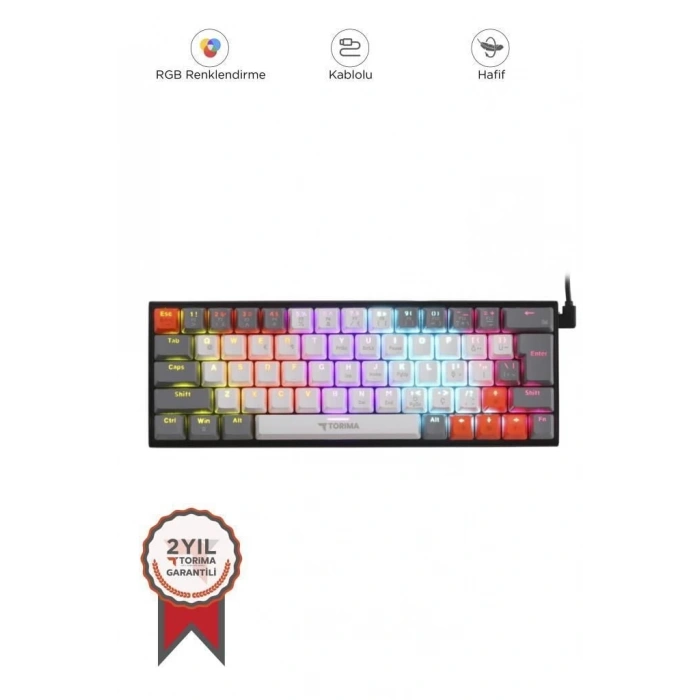 Torima Tk-06 Beyaz Mekanik Blue Switch Rgb Işıklı Kablolu Q Klavye