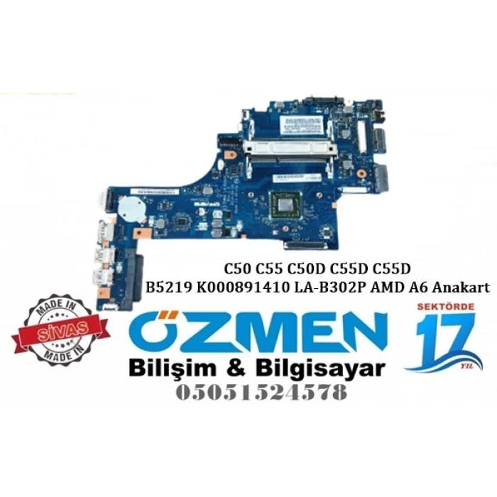 Toshiba C50 C55 C50D C55D C55D-B5219 K000891410 LA-B302P AMD Dizüstü Bilgisayar Anakart
