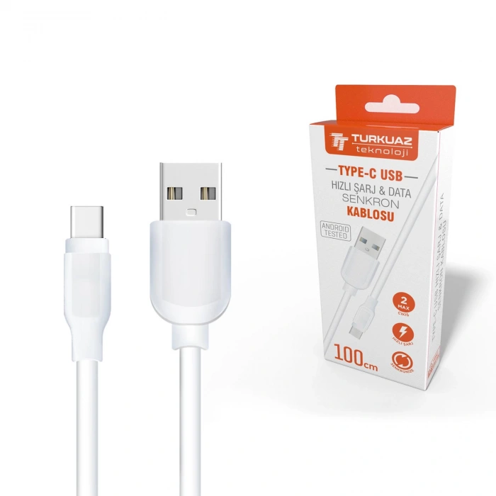 TYPE-C 2A BEYAZ 1M ŞARJ KABLOSU