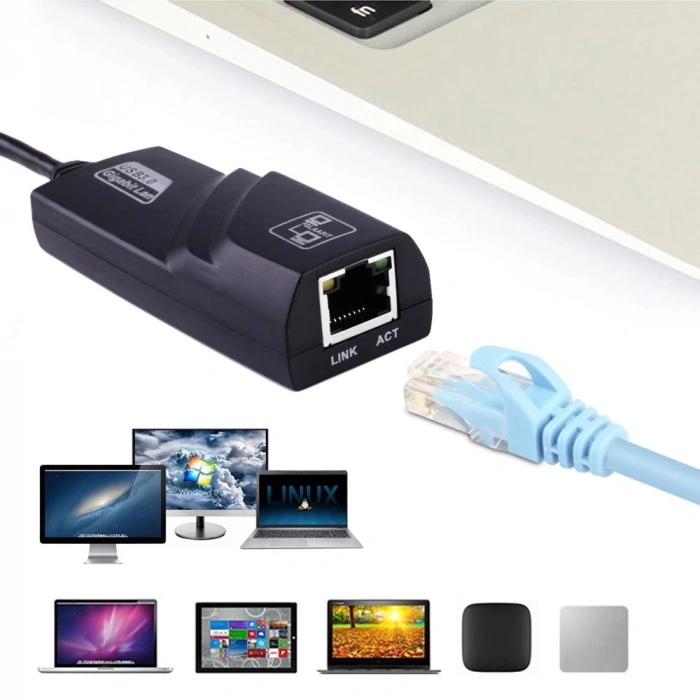 Usb 3.0 To Ethernet Çevirici Dönüştürücü Adaptör (Gigabit destekli)