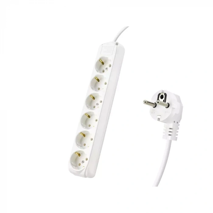 Uzatma Kablosu Topraklı 6 Priz 2M Beyaz