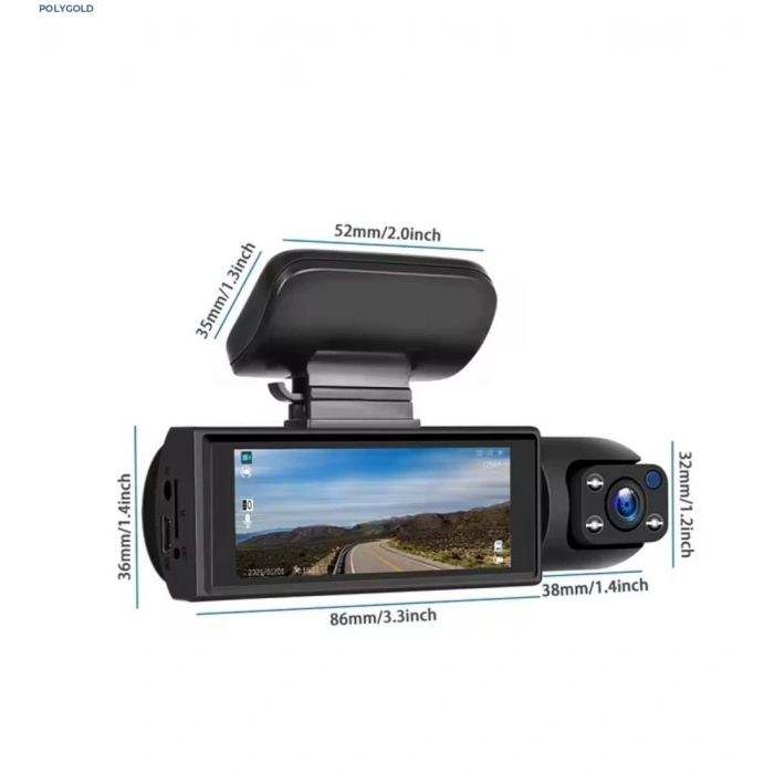 V9 ÜÇ LENSLİ ARAÇ İÇİ DİKİZ GPS DASHCAM WIFI ARABA KAMERASI