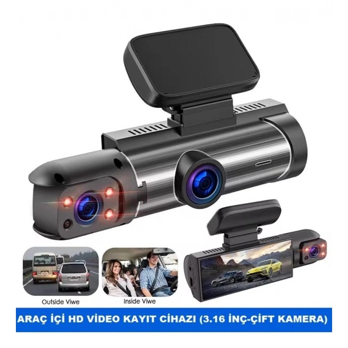 V9 ÜÇ LENSLİ ARAÇ İÇİ DİKİZ GPS DASHCAM WIFI ARABA KAMERASI