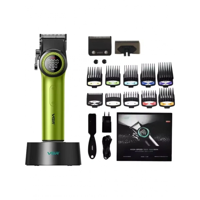 Vgr 001 Profesyonel Karbon Çelik Bıçak Saç Kesme Makinesi 9000RPM, LED Ekran