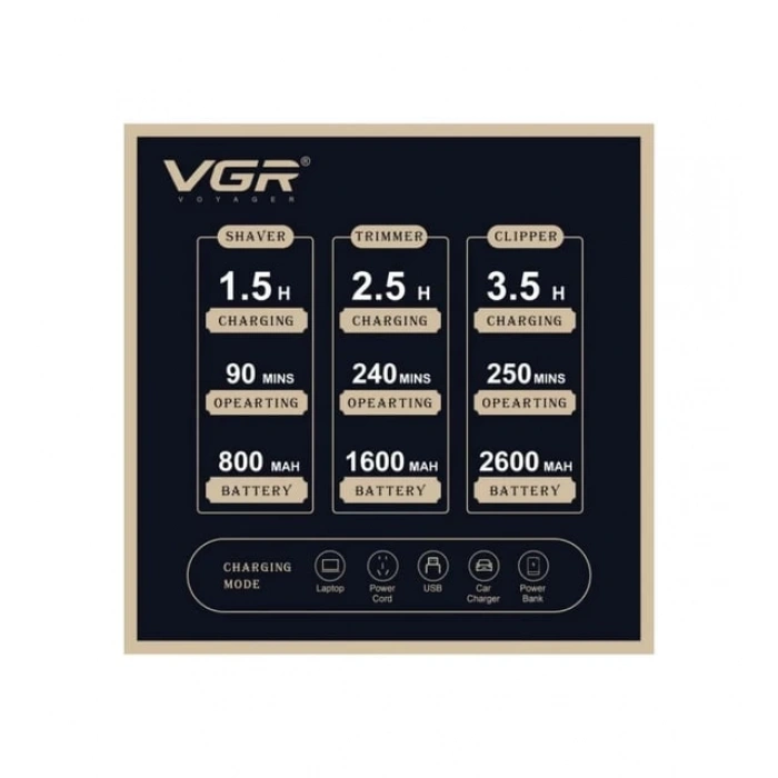 VGR V-642 Profesyonel Saç Sakal Ense Elektrikli Tıraş Makinesi Seti