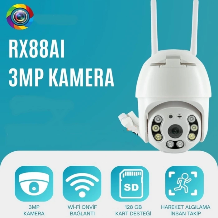 X5-Tech Rx-88AI Speed Dome Kamera Wifi 2MP P/T 8 Led