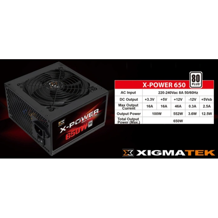 Xigmatek Outlet En42654 650w X-power 80plus Power Supply