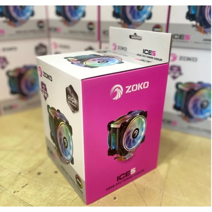 ZOKO İCE 5 4 BAKIR BORULU 2 X 12 CM AUTO RGB AMD/İNTEL İŞLEMCİ SOĞUTUCU