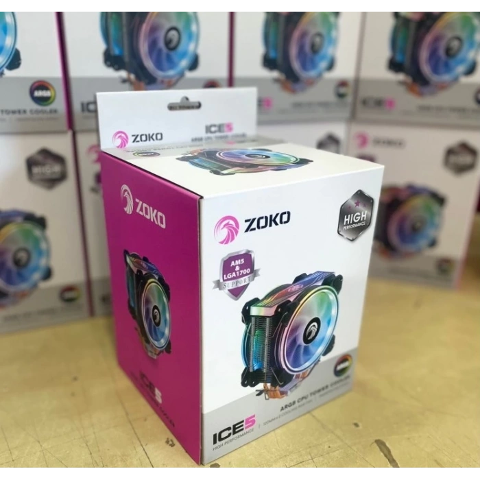 ZOKO İCE 5 4 BAKIR BORULU 2 X 12 CM AUTO RGB AMD/İNTEL İŞLEMCİ SOĞUTUCU