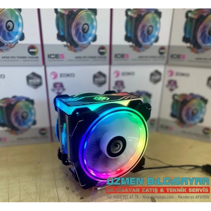 ZOKO İCE 5 4 BAKIR BORULU 2 X 12 CM AUTO RGB AMD/İNTEL İŞLEMCİ SOĞUTUCU