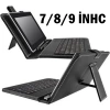 7-8-9 İNCH Katlanabilir Klavyeli Siyah Deri TABLET KILIFI
