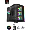 DARK RAGE Rgb 7 Fanlı 7X120MM Kumanda+Tuş Rgb Kontrollü Gaming Akvaryum Kasa Siyah