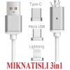 Iphone Lightning Samsung Micro Usb Type C Mıknatıslı Şarj Kablosu