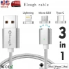 Iphone Lightning Samsung Micro Usb Type C Mıknatıslı Şarj Kablosu