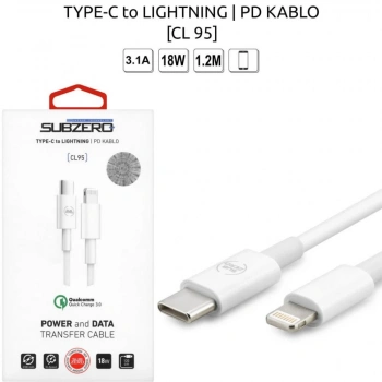 (TYPE-C To Lightning PD Kablu) 18W 3.1A 1.2 Metre Subzero CL95