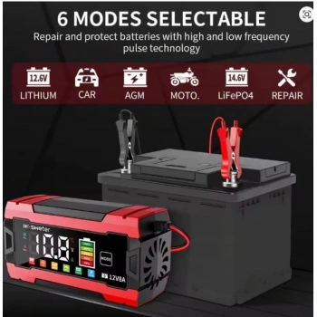 12V 8A Dijital Ekranlı Akü Şarj ve Onarım Cihazı