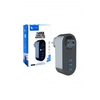 3XUSB TERMAL AKIM KORUMALI PRİZ USB 2.1A