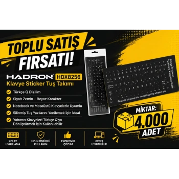 4000 adet HADRON HDX8256 Klavye Sticker Tuş Takımı Türkçe Q Siyah