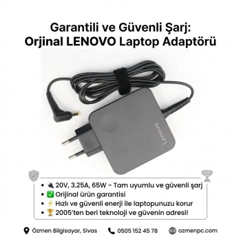 Orjinal LENOVO Adaptör Laptop Şarj Aleti 20v 3.25a 65w