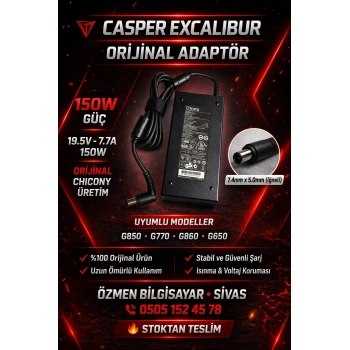Casper Excalibur Orjinal 19.5V 7.7A 150w G850 G770 G860 G650 Chicony Adaptör Şarj Aleti