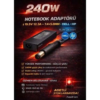 Notebook Adaptörü 19.5V 12.3A 7.4*5.0Mm 240W Slim Hp (Hd8894)
