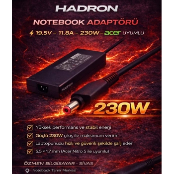 Acer Nitro 5 Notebook Adaptörü 19.5V 11.8A 5.5*1.7Mm 230W Slim Acer (Hadron Hd8896)