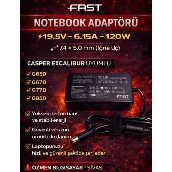 Casper Excalibur 19.5V 6.15A 120w G650 G670 G850 G770 Adaptör Şarj Cihazı