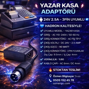 YAZAR KASA ADAPTÖRÜ 24V 2.5A 3PIN
