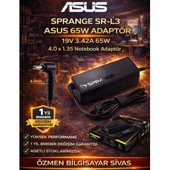 SPRANGE SR-L3 19V 3.42A 65W ASUS YENİ NESİL 4.0x1.35 Notebook Adaptör