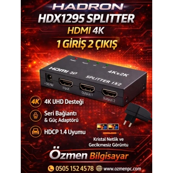 HADRON HDX1295 SPLITTER HDMI 4K 1 GİRİŞ 2 ÇIKIŞ