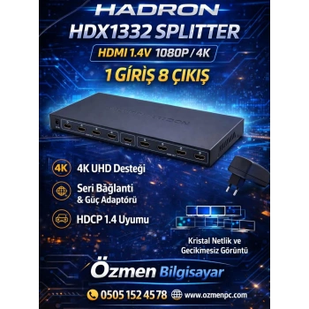 HADRON HDX1332 SPLITTER HDMI 1.4V 1080P 4K 1 GİRİŞ 8 ÇIKIŞ
