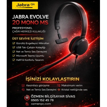 Jabra Evolve 20 Mono MS Kablolu Çağrı Merkezi Kulaklığı