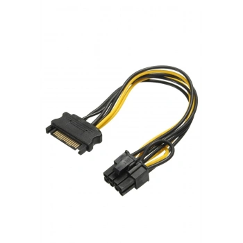 Alfais 5062 Sata To 6+2 Pin 8 Pin Ekran Kartı Power Çevirici Kablo Bakır 20cm AlfaisAL5062