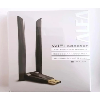 Alfanet W136 300 Mbps Kablosuz USB 802.11N Wifi Adaptör Çift Antenli