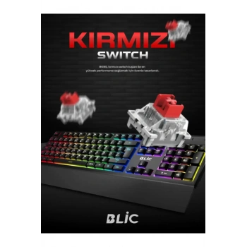Blic Bkb5 Red Switch Kablolu Türkçe Q Gaming Rgb Oyuncu Mekanik Klavye BKB5