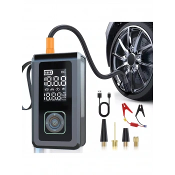 Cepini Şarjlı Pompa, Akü Takviyesi, Fener, Powerbank Özellikli, Taşınabilir Kompresör, Araç Pompası