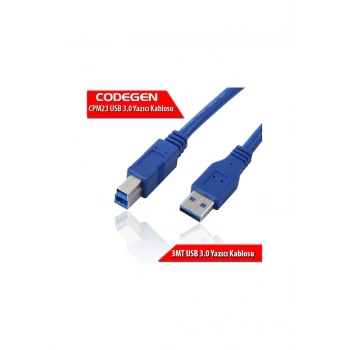 Cpm23 3 Metre Usb 3.0 Mavi Yazıcı Bağlantı Kablosu Am-bm