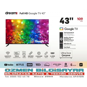 DREAMSTAR – 43” (109 cm Ekran) Full HD Frameless Google TV Televizyon