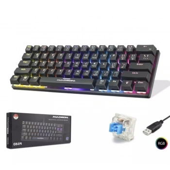 G509B Kablolu Oyuncu Mini Klavye Mekanik Blue Switch Rgb Q Siyah