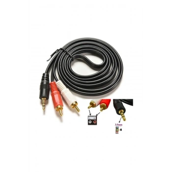 Hadron Hdx1032 3.5Mm To 2Rca Kablo 2Line Gold 5M Siyah