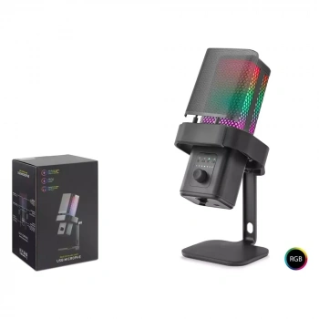 Hadron M6B Profesyonel Masaüstü RGB Gaming Mikrofon 192kHz/24Bit USB ve Type-C Siyah